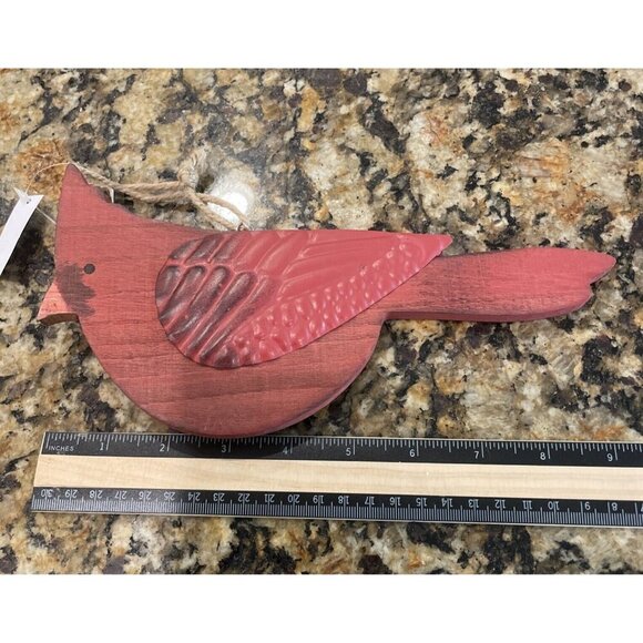Cardinal Red Bird Metal Wood‎ Large Christmas Holiday Ornament NEW Rustic Farm - Picture 3 of 4